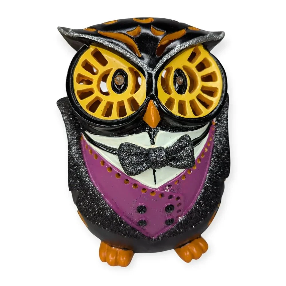Cracker Barrel Halloween LED Color Changing Owl Decor NIB